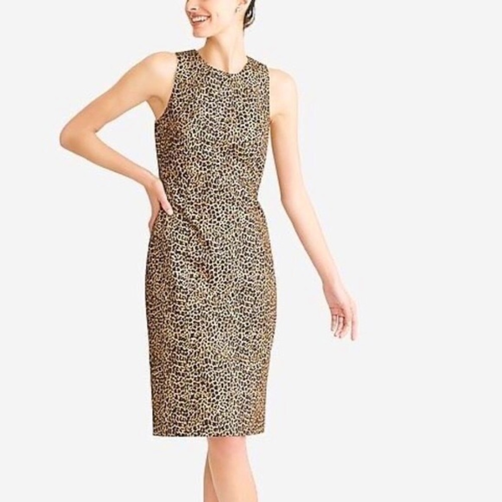 J Crew Leopard Sleeveless Sheath Dress